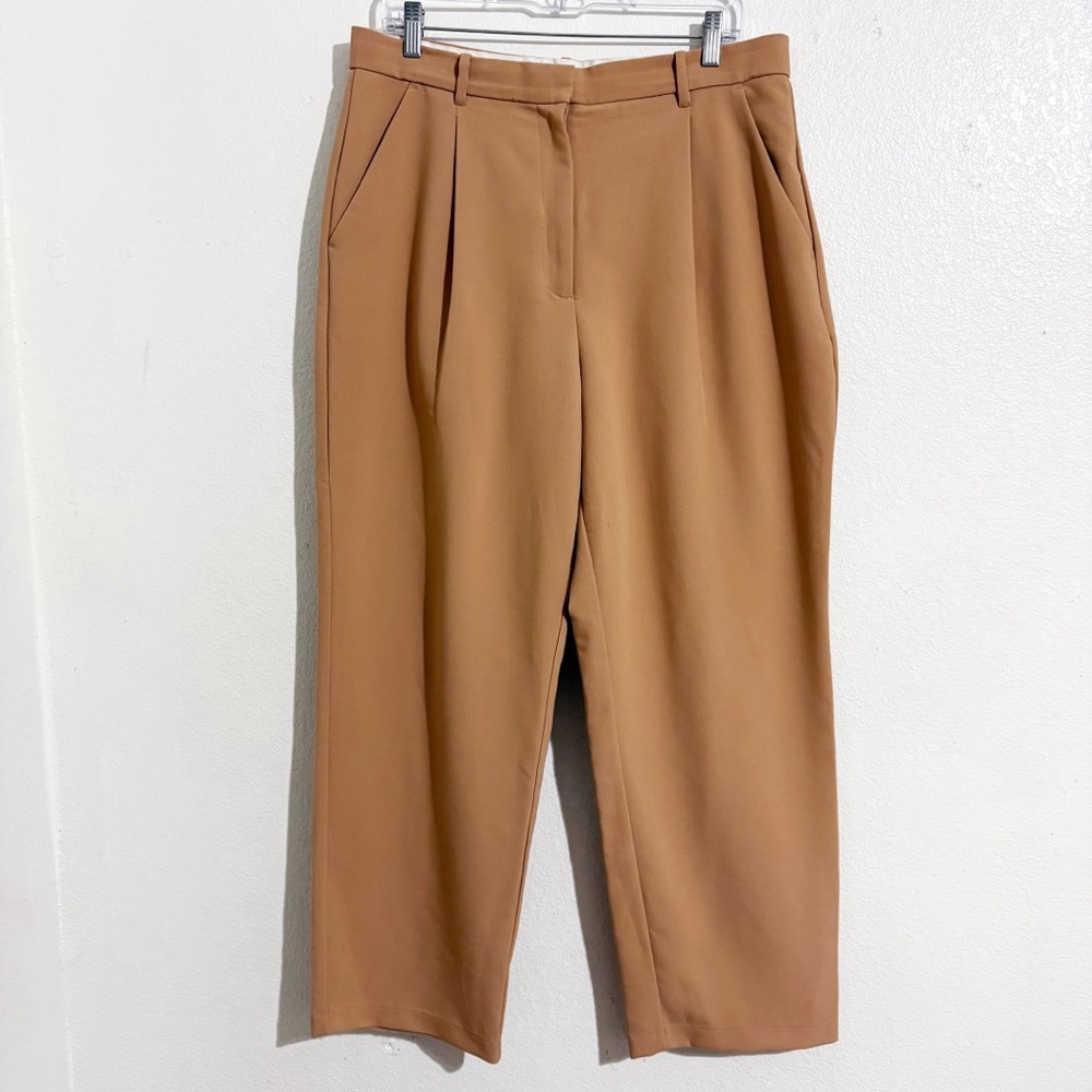 Abercrombie‎ & Fitch Curve Love Tailored Relaxed Straight Leg Trouser Pant Brown
